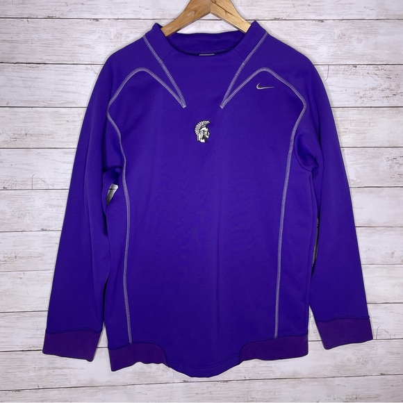 Nike Team Fit Therma Purple Spartan Pullover Fleece Sweatshirt - Picture 2 of 5